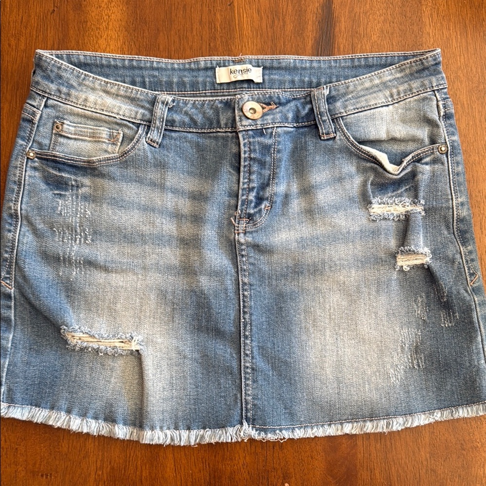 Kenziedistressed Jean Mini Skirt